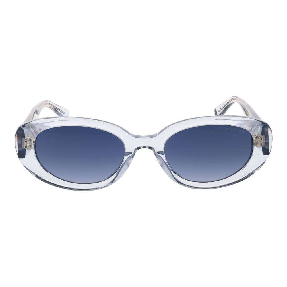 Lunettes de soleil en acétate bleues Tommy Hilfiger avec monture rectangulaire et détails subtils.