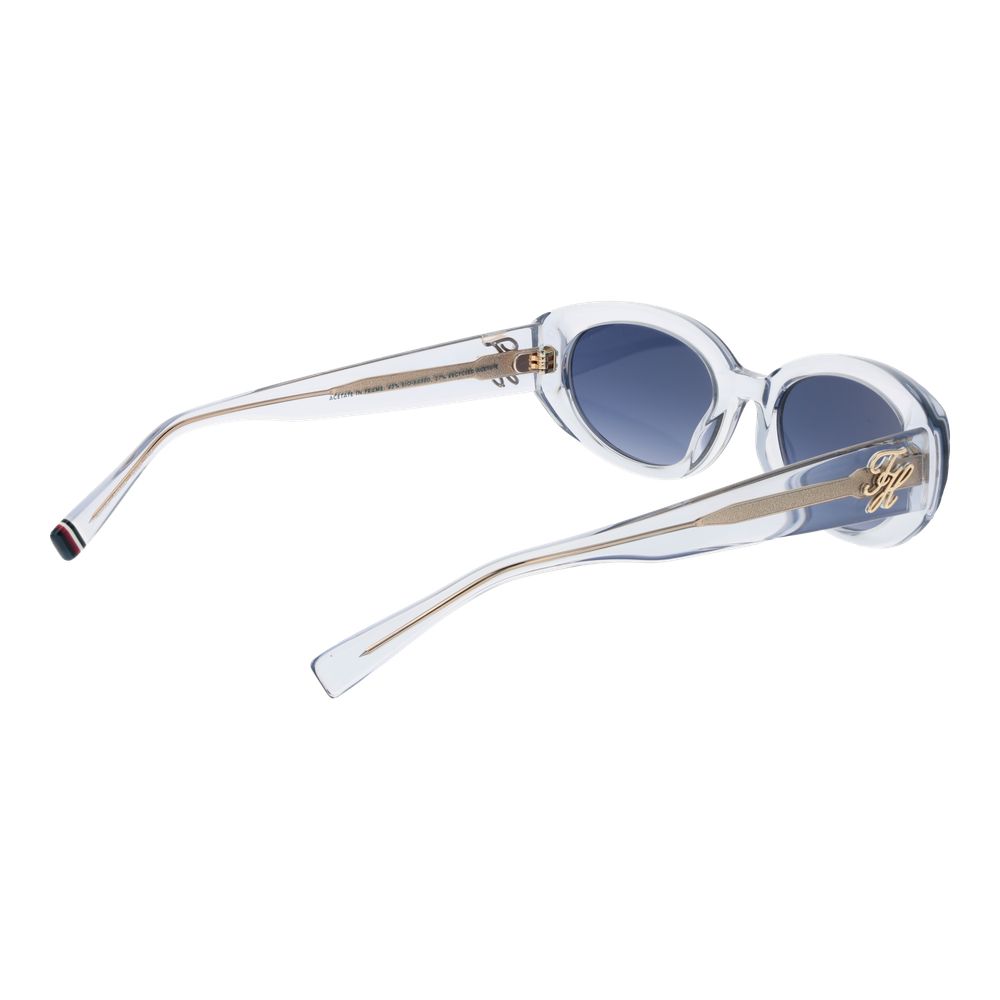 Lunettes de soleil Tommy Hilfiger en acétate bleu, style moderne avec monture élégante et branches épaisses.