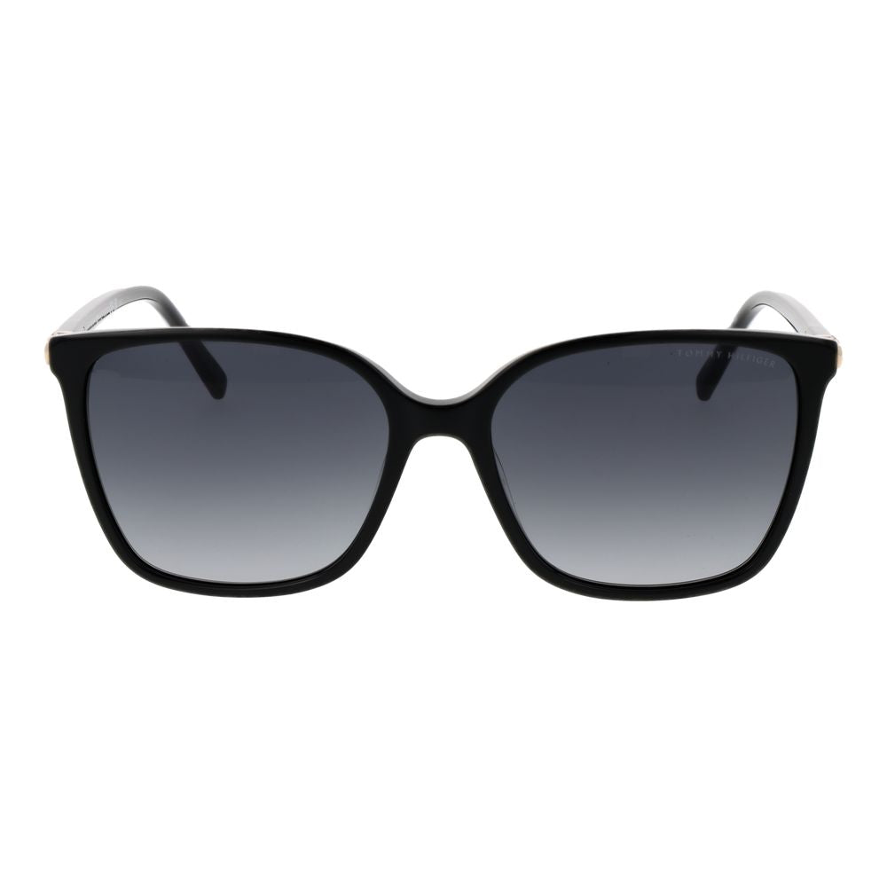 Lunettes de soleil Tommy Hilfiger en acétate noir avec monture élégante et branches épaisses, style moderne et sophistiqué.