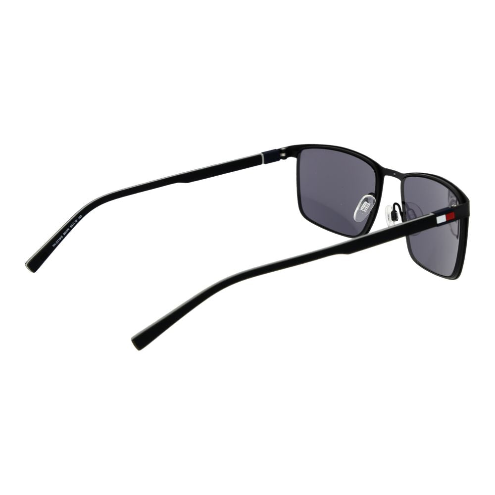 Lunettes de soleil Tommy Hilfiger en métal noir, avec monture élégante et branches fines, pour un look sophistiqué.