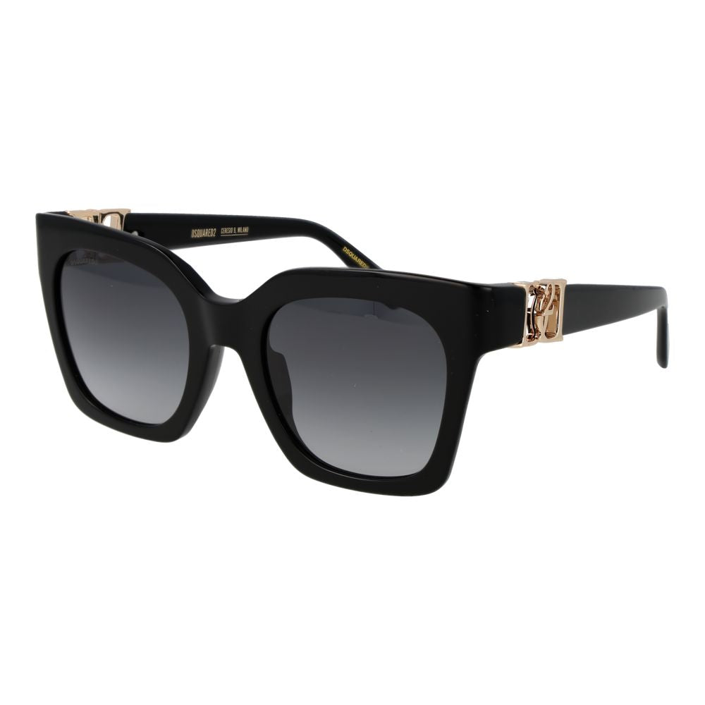 Lunettes de soleil noires en acétate de la marque Dsquared², monture élégante et moderne, vues de face.
