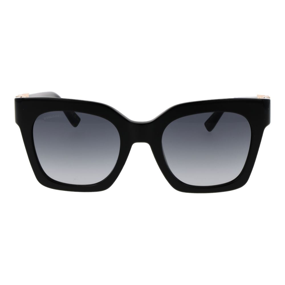 Lunettes de soleil noires en acétate Dsquared² avec monture épaisse et design moderne, vue de face.