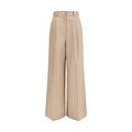 Pantalon évasé en coton beige de la marque Balenciaga, vue de face sur un mannequin, style élégant et décontracté.