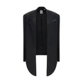 Veste longue en viscose noire de Calvin Klein, coupe élégante et moderne, affichée sur un mannequin.
