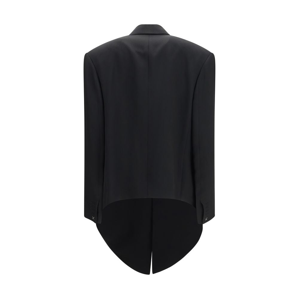 Veste longue en viscose noire de Calvin Klein, coupe élégante et moderne, vue de face sur fond neutre.