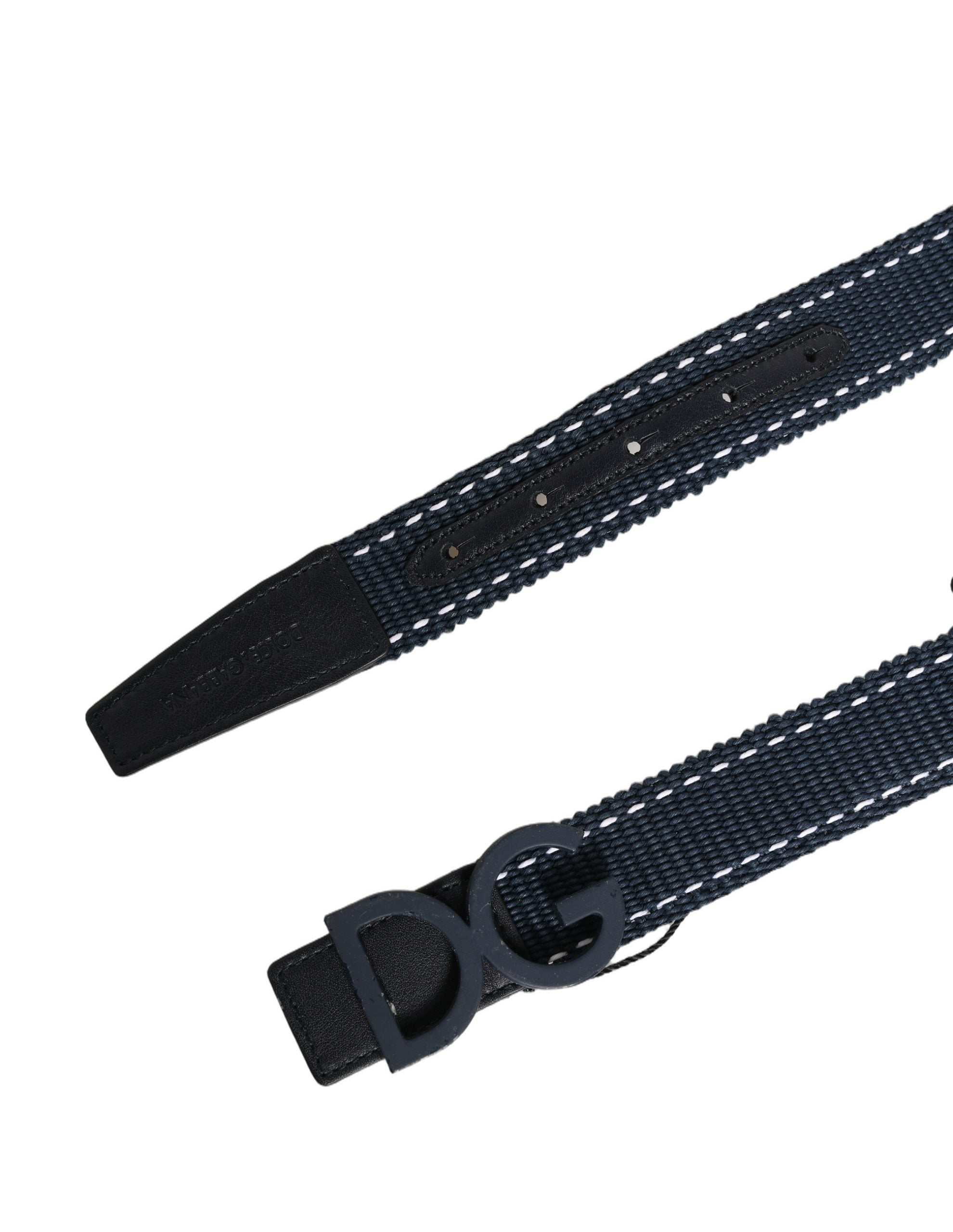 Dolce & Gabbana Blue Cotton Canvas DG Logo Metal Buckle Belt