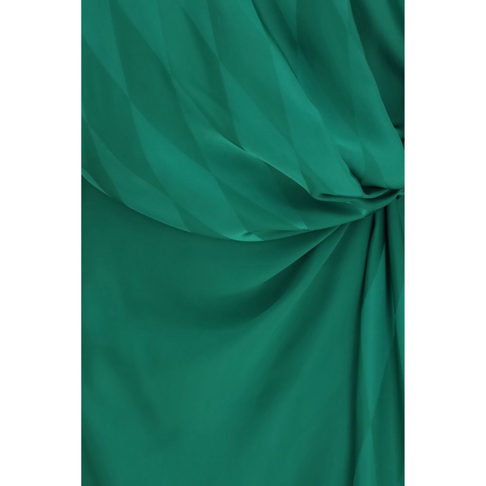 Robe décontractée en soie bicolore de Versace avec coupe élégante et détails raffinés, portée sur un mannequin.