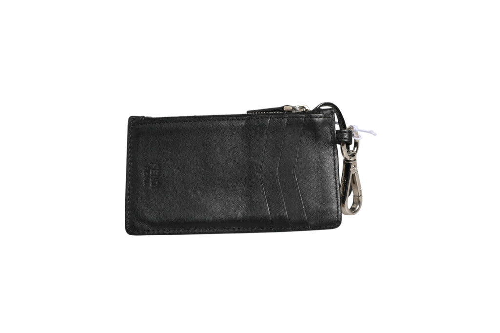 Porte-monnaie et porte-clés Fendi Vitello Liberty en cuir Ardesia avec studs, élégance et style sophistiqué.