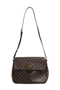 Sac bandoulière Louis Vuitton Damier Ebene Rosebery avec motif à carreaux, poignée en cuir et détails en métal doré.