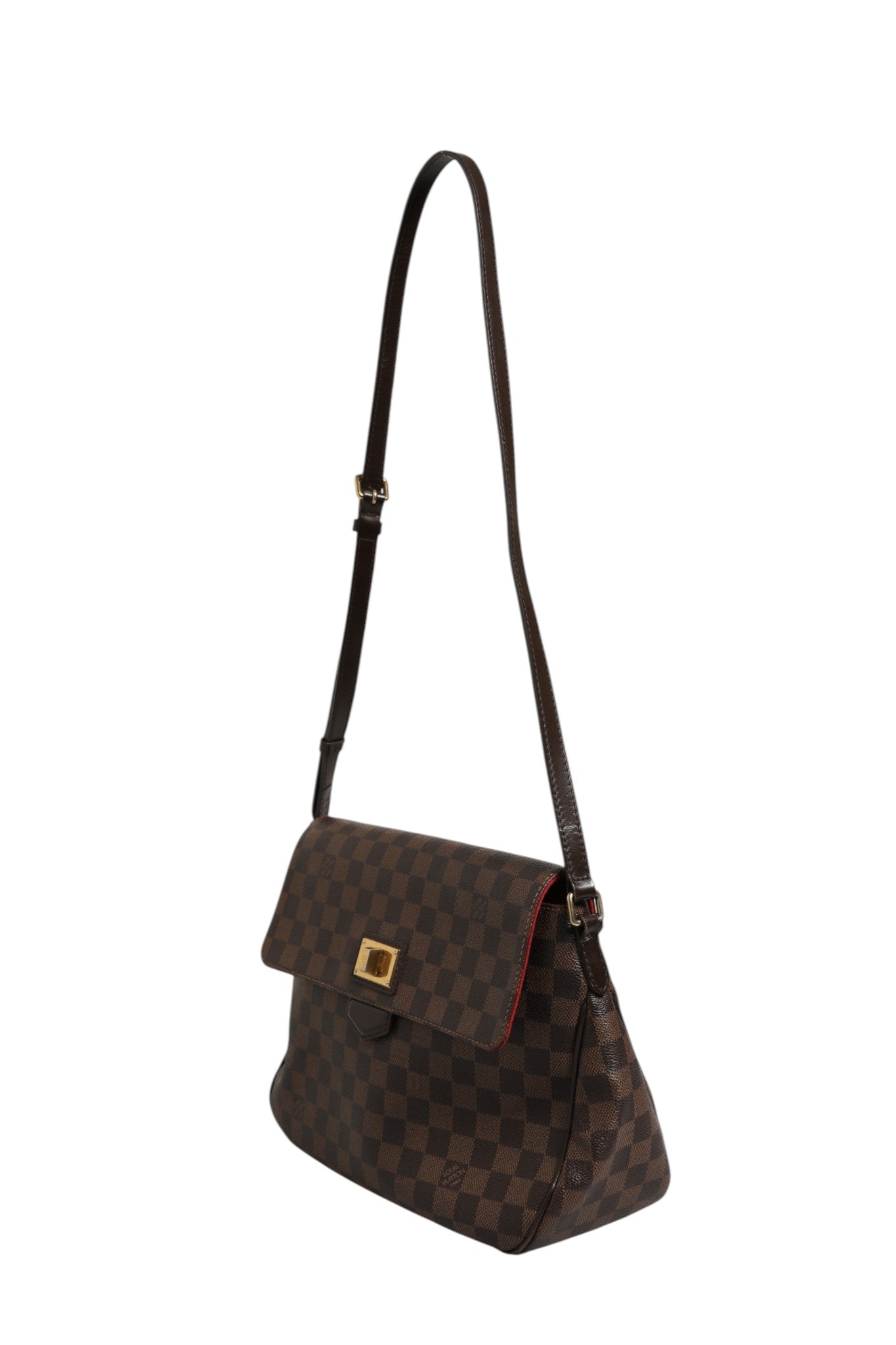 Sac à bandoulière Louis Vuitton Damier Ebene Rosebery, sacoche élégante en toile damier brun et cuir, avec bandoulière ajustable.