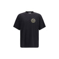 T-shirt en coton noir de la marque Versace Jeans, affiche un design élégant avec logo discret sur le devant.