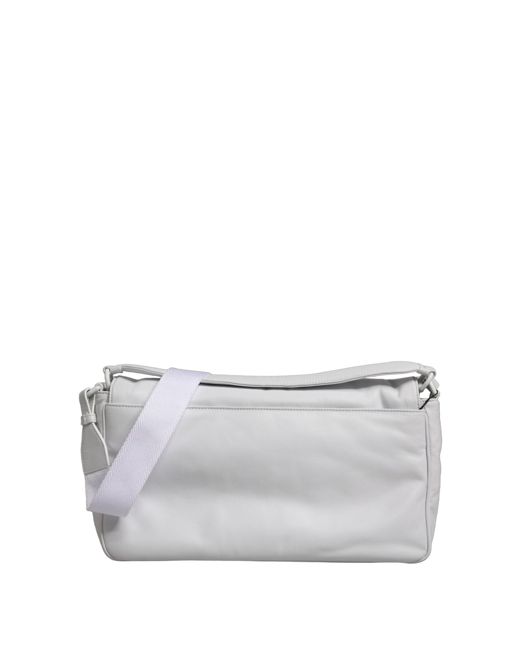 Sac à bandoulière Dolce & Gabbana blanc avec plaque logo, sac à épaule pour femmes, design élégant et moderne.