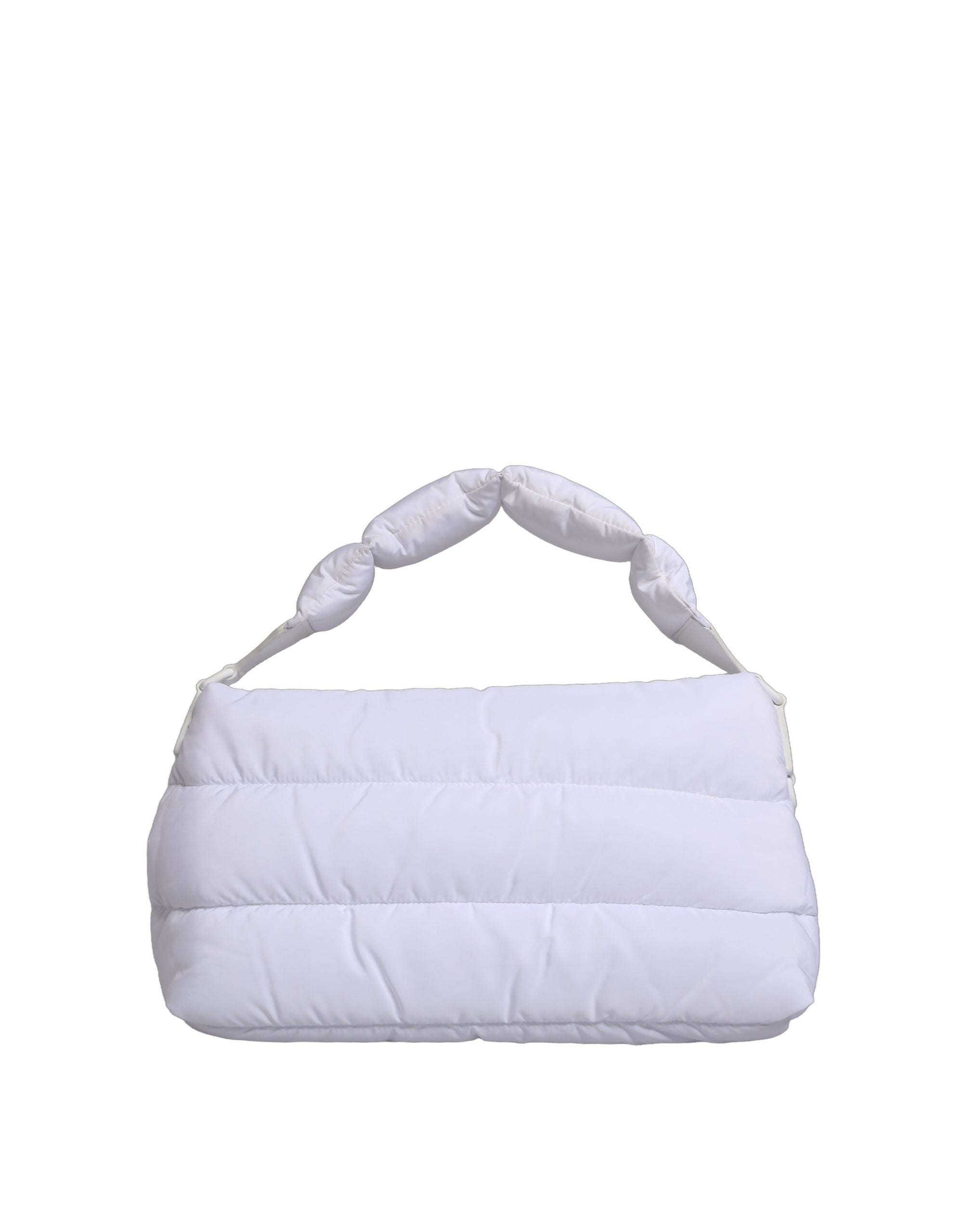 Sac à bandoulière en polyester matelassé blanc avec plaque logo Dolce & Gabbana, élégant et pratique.