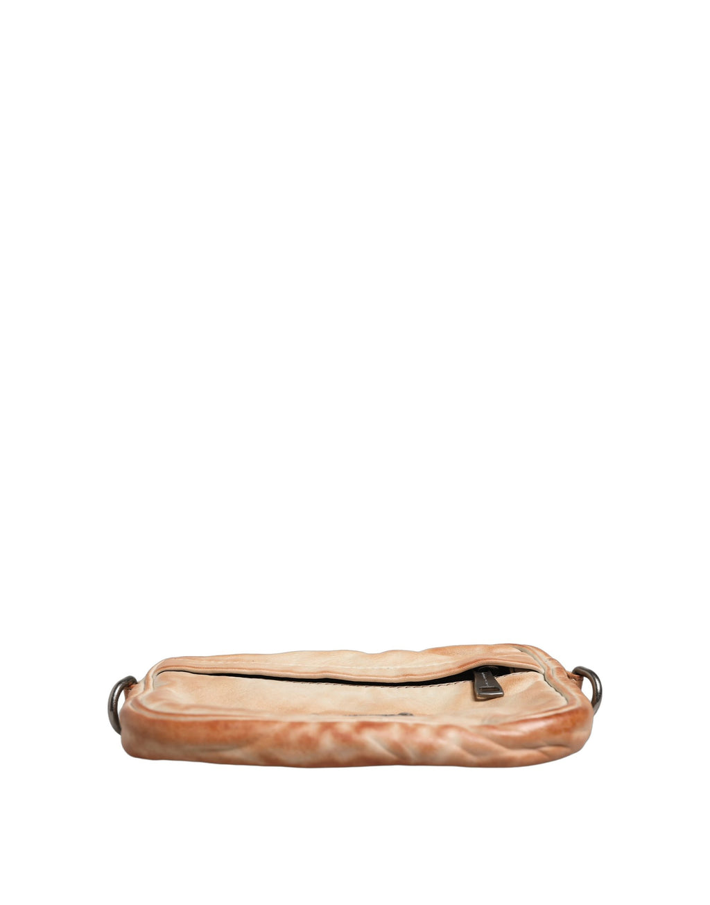 Sac à bandoulière Dolce & Gabbana beige en cuir vintage avec plaque logo, sac pour homme élégant et sophistiqué.