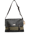 Sac messager homme Dolce & Gabbana vert militaire à deux tons, style élégant avec bandoulière en cuir.