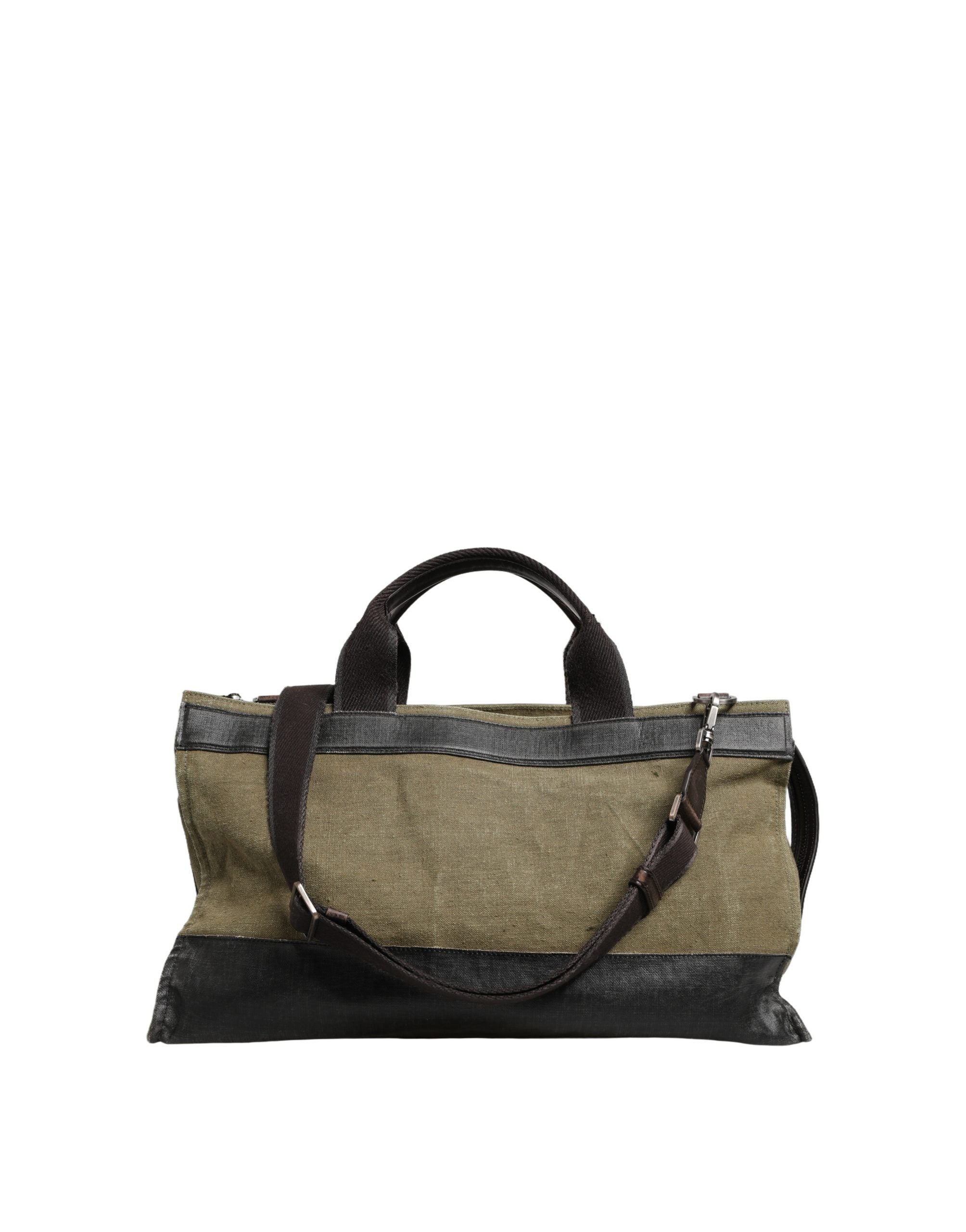 Sac cabas Dolce & Gabbana en vert militaire deux tons, avec bandoulière et design élégant, vue de face.