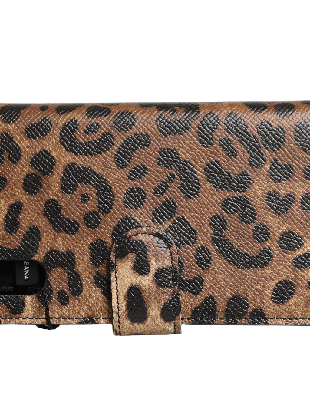 Coque pour iPhone X ou XS Dolce & Gabbana, flip cover marron avec motif léopard et cristaux, protection élégante.