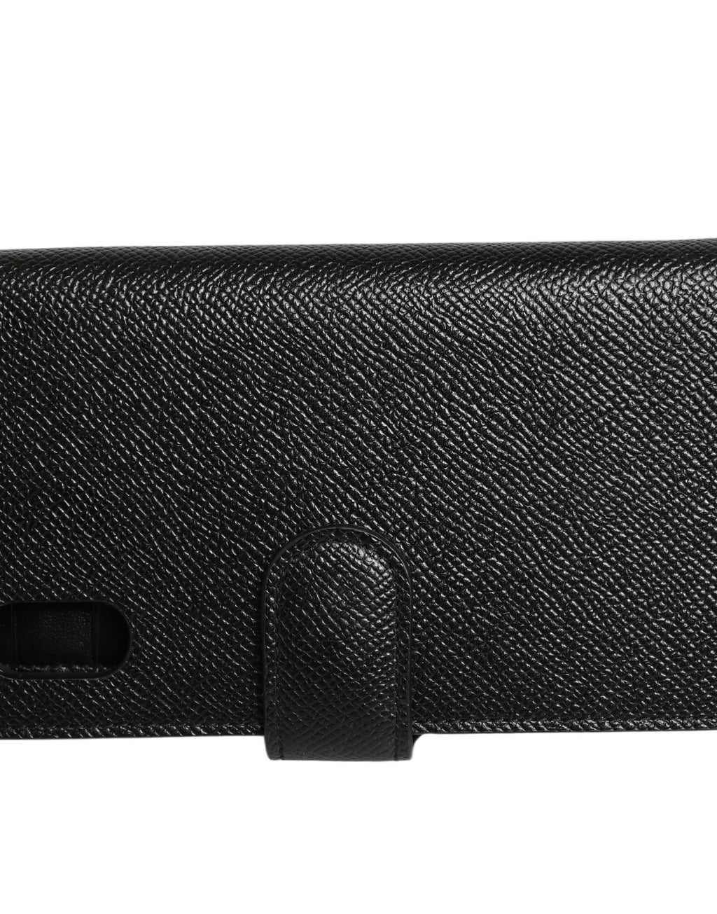 Étui à rabat Dolce & Gabbana en cuir de veau noir pour iPhone X et XS, avec finition élégante et design sophistiqué.