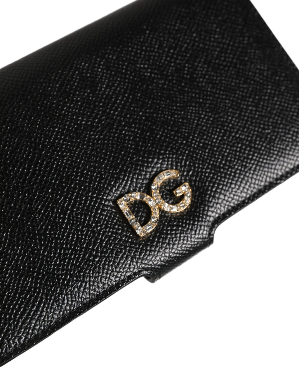 Coque à rabat Dolce & Gabbana pour iPhone X - XS en cuir de veau noir, design élégant et finition sophistiquée
