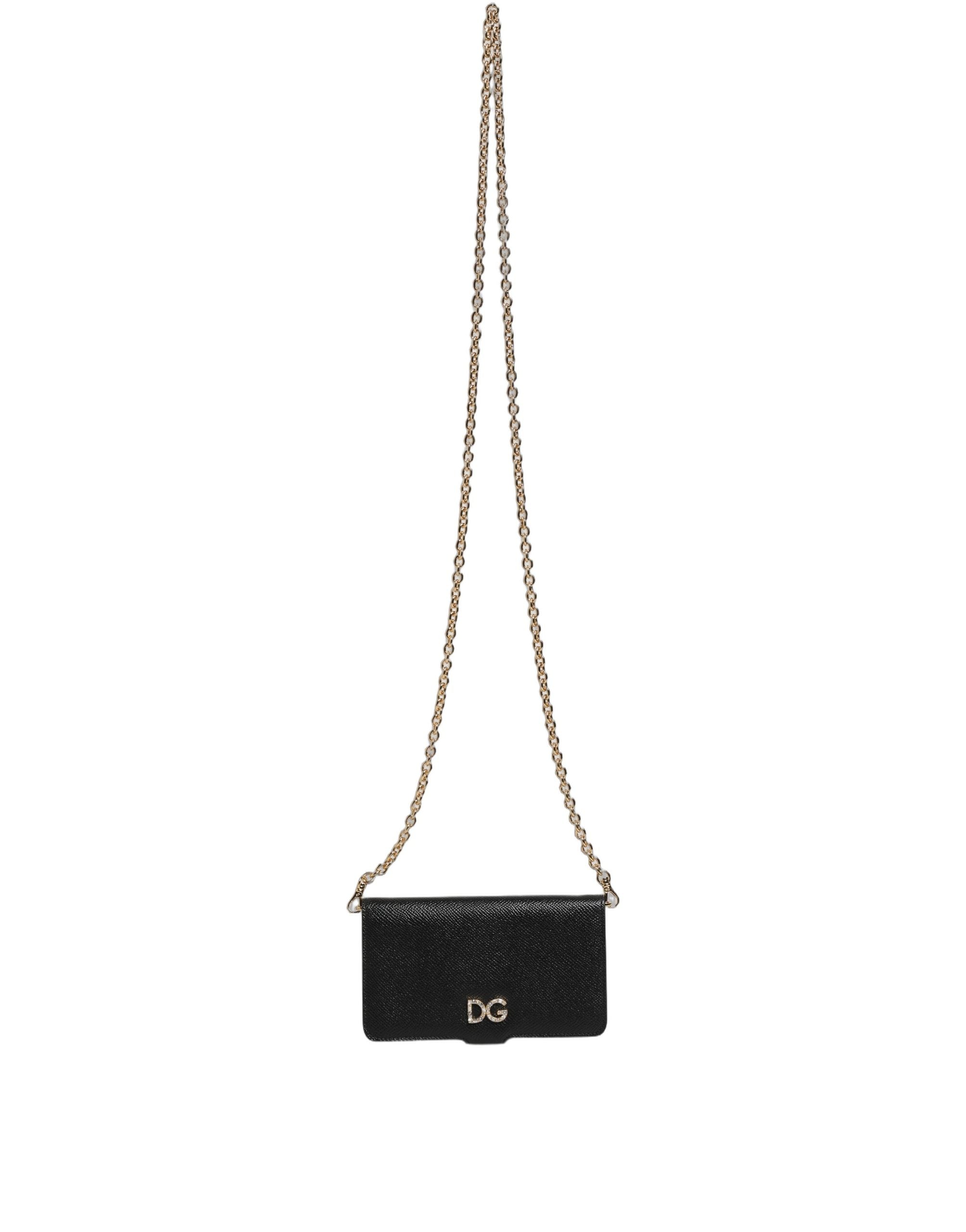 Coque flip Dolce & Gabbana en cuir de veau noir pour iPhone X - XS, élégante et sophistiquée.
