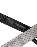 Dolce & Gabbana White Black Patterned Silk Adjustable Men Necktie Tie
