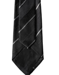 Dolce & Gabbana Dark Gray White Stripes 100% Silk Adjustable Men Necktie Tie