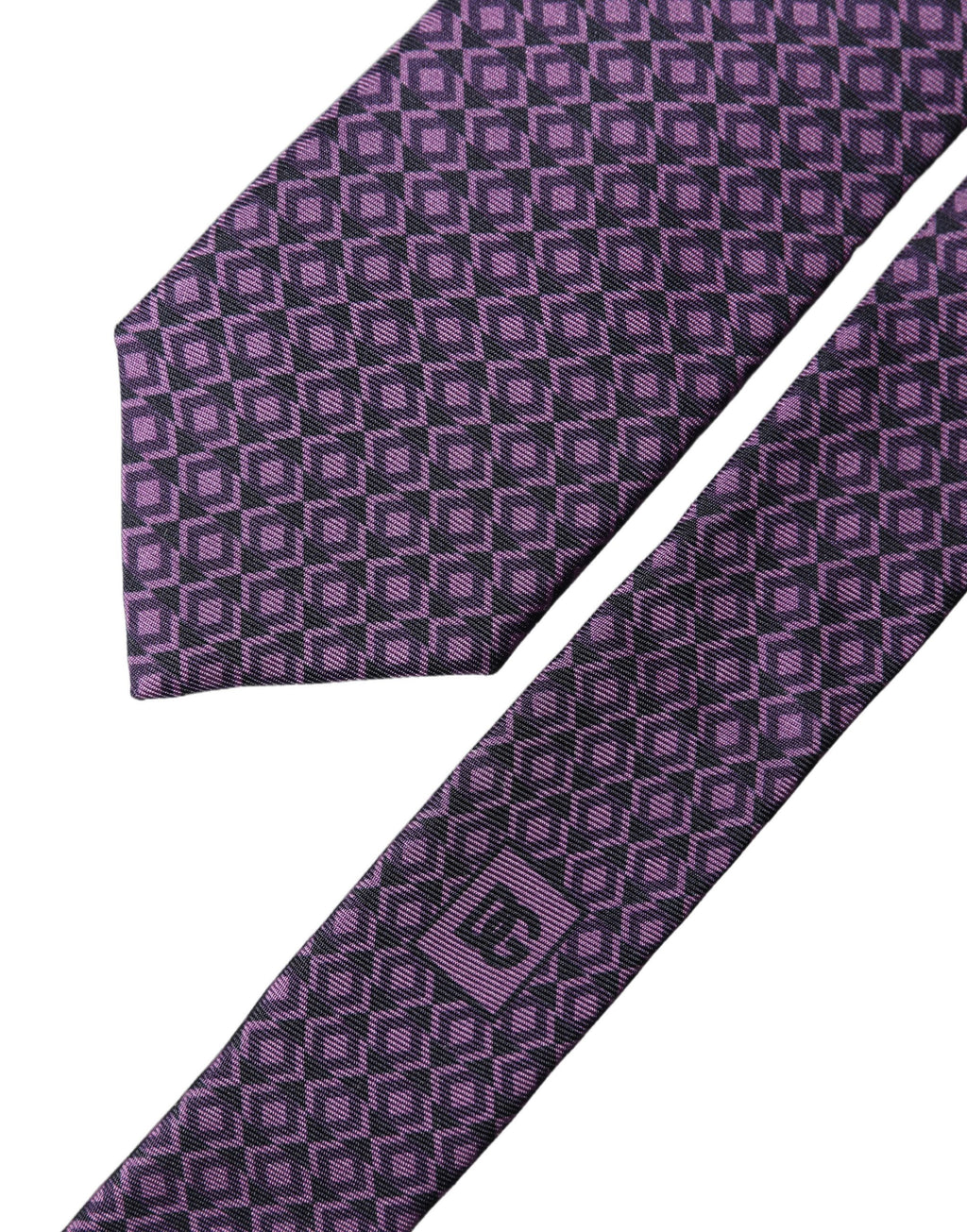 Dolce & Gabbana Purple Patterned 100% Silk Adjustable Men Necktie Tie