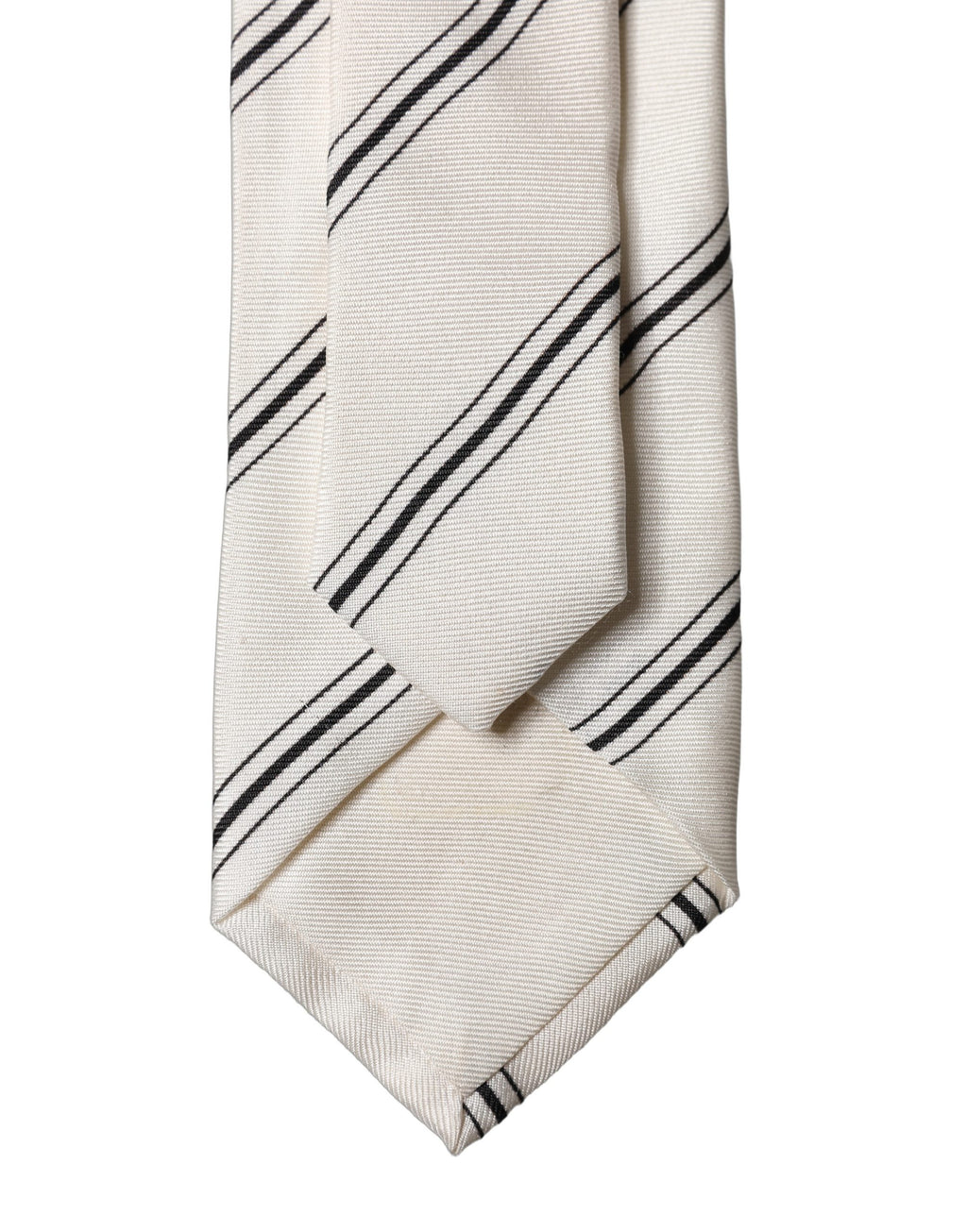 Dolce & Gabbana Beige Black Stripes 100% Silk Adjustable Men Necktie Tie
