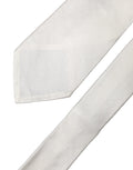 Dolce & Gabbana White Solid Silk Blend Adjustable Men Tied Necktie Tie