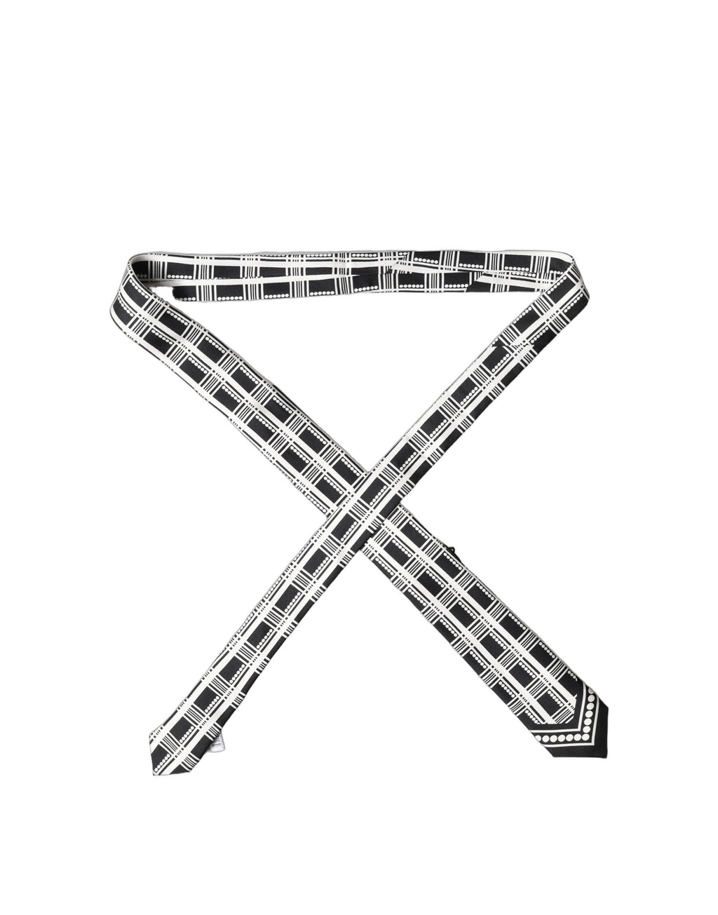 Dolce & Gabbana Black White Abstract Silk Adjustable Men Tied Necktie Tie