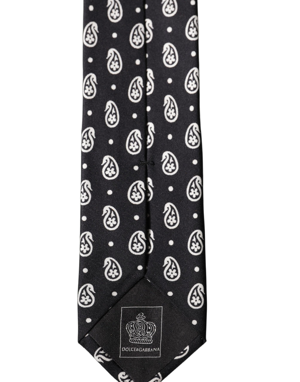 Dolce & Gabbana Black Paisley 100% Silk Adjustable Men Tied Necktie Tie