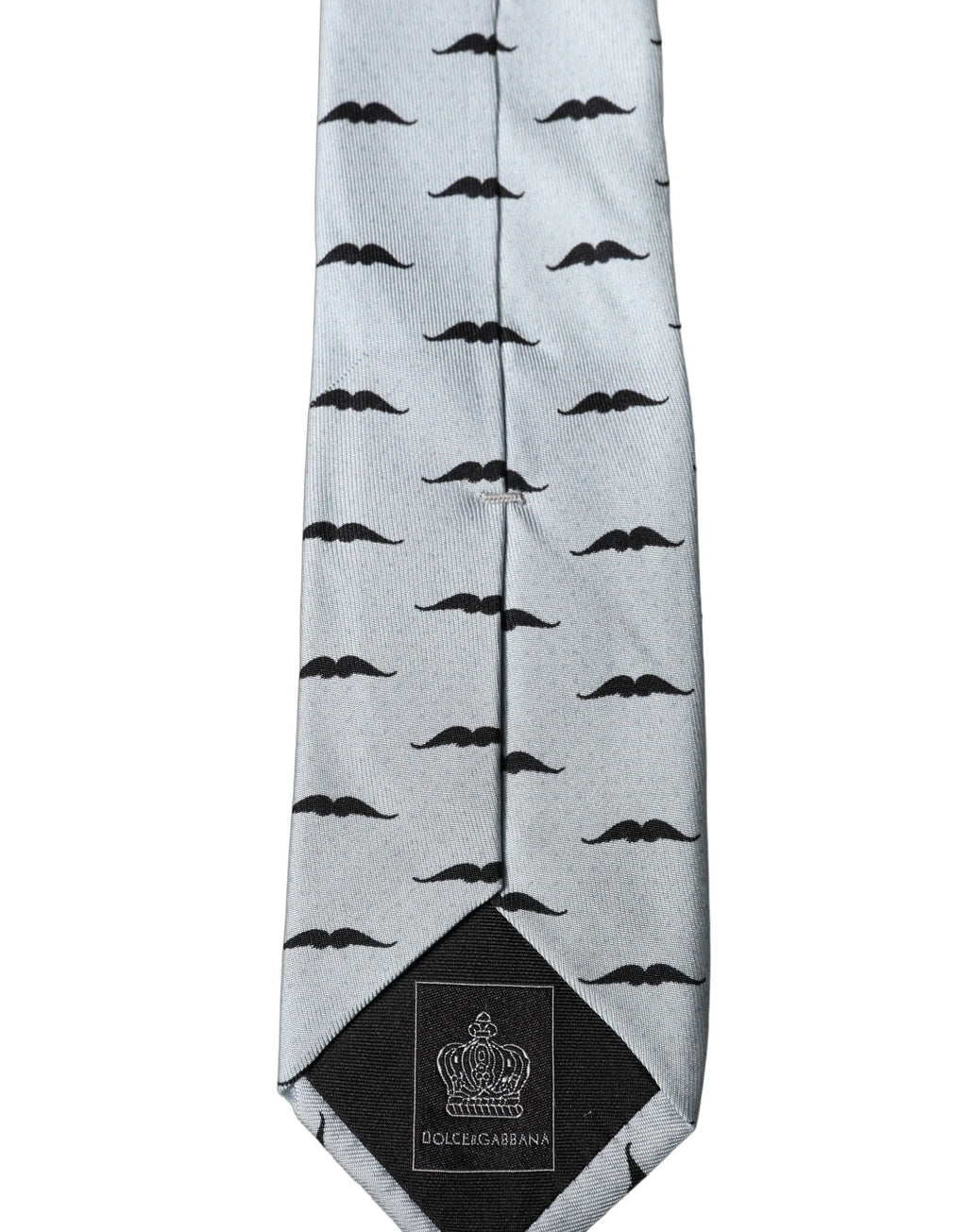 Dolce & Gabbana Light Gray Mustache Fantasy Silk Adjustable Necktie Tie
