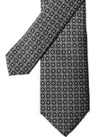 Dolce & Gabbana Gray White Patterned Silk Adjustable Men Necktie Tie