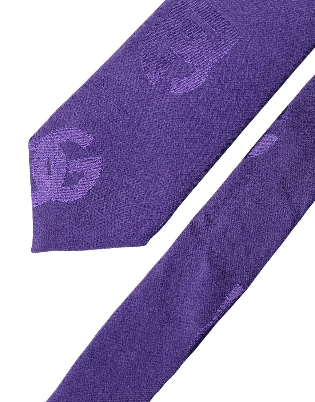 Dolce & Gabbana Purple DG Logo Monogram Silk Adjustable Men Necktie Tie