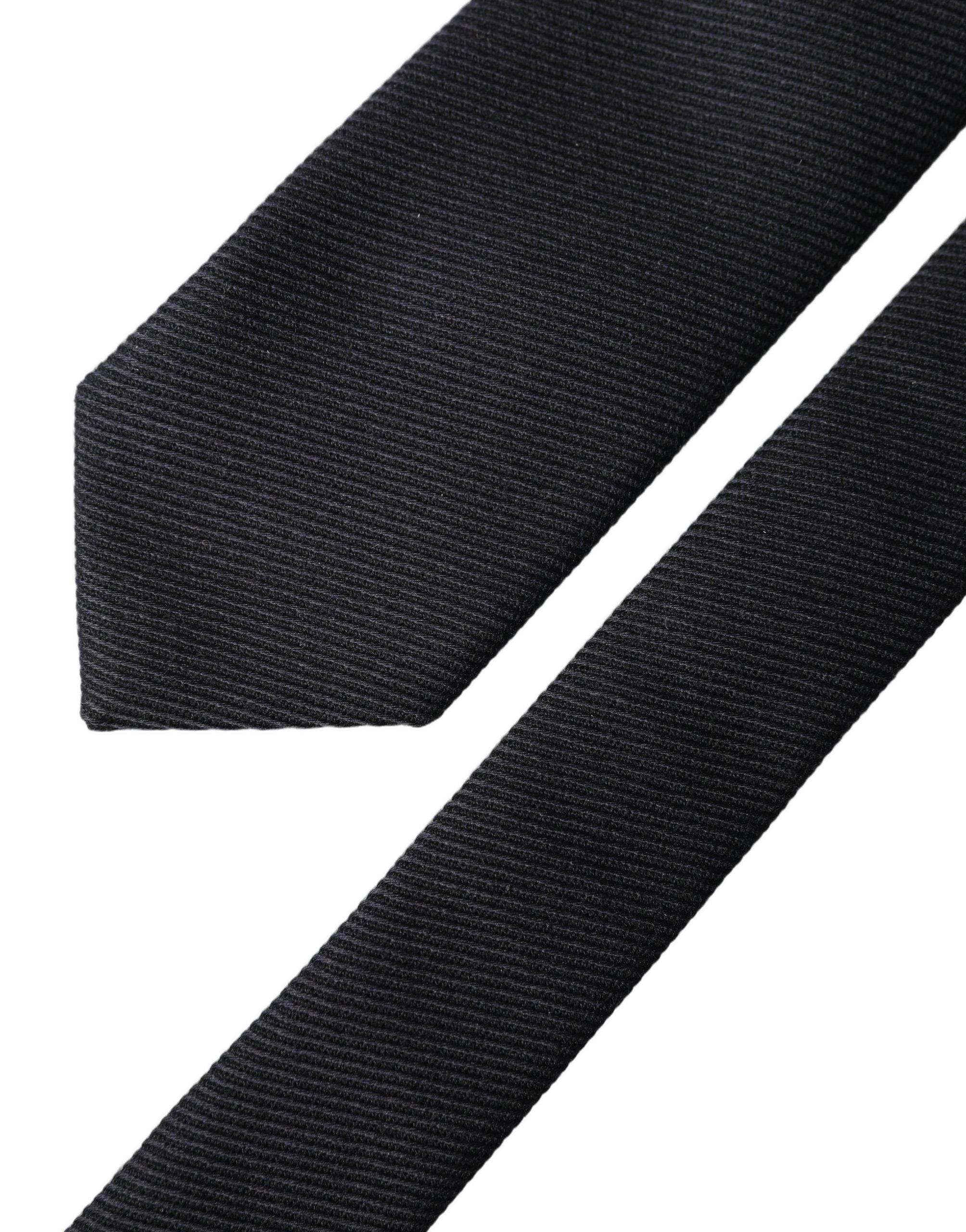 Dolce & Gabbana Dark Blue Solid 100% Silk Adjustable Men Tied Necktie Tie