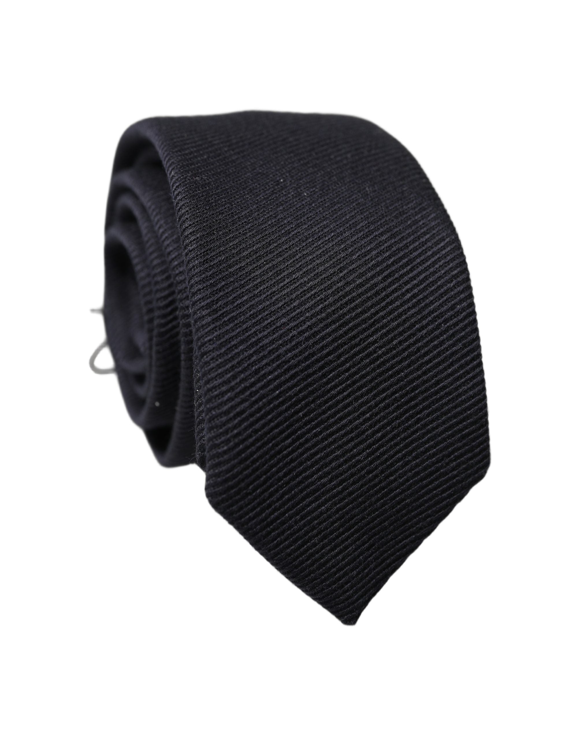 Dolce & Gabbana Dark Blue Solid 100% Silk Adjustable Men Tied Necktie Tie