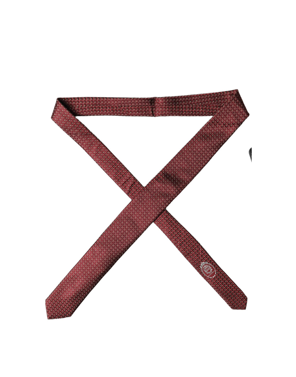 Dolce & Gabbana Burgundy Geometric Silk Adjustable Men Tied Necktie Tie