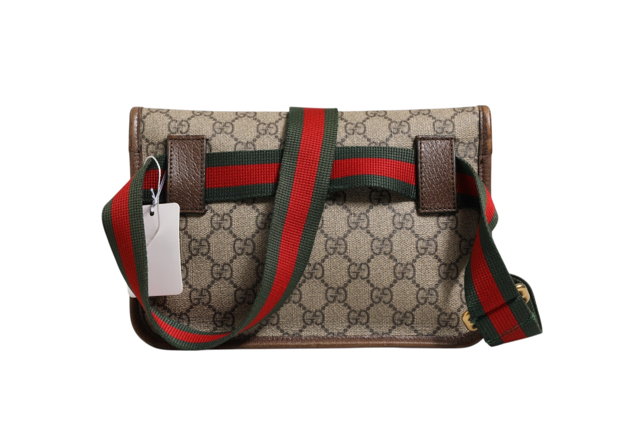 Sac banane Gucci Supreme Neo Vintage Web Belt Crossbody avec logo Gucci, design vintage et bandoulière en toile et cuir