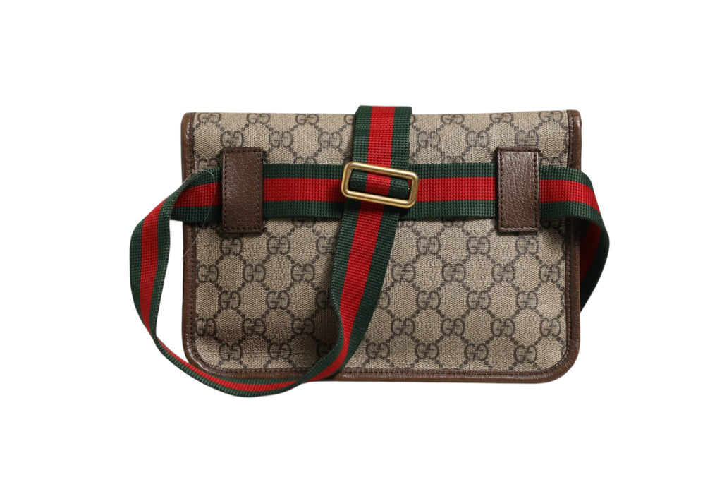 Sac banane Gucci Supreme en toile avec logo emblématique, réglable et pratique, idéal pour un look tendance.