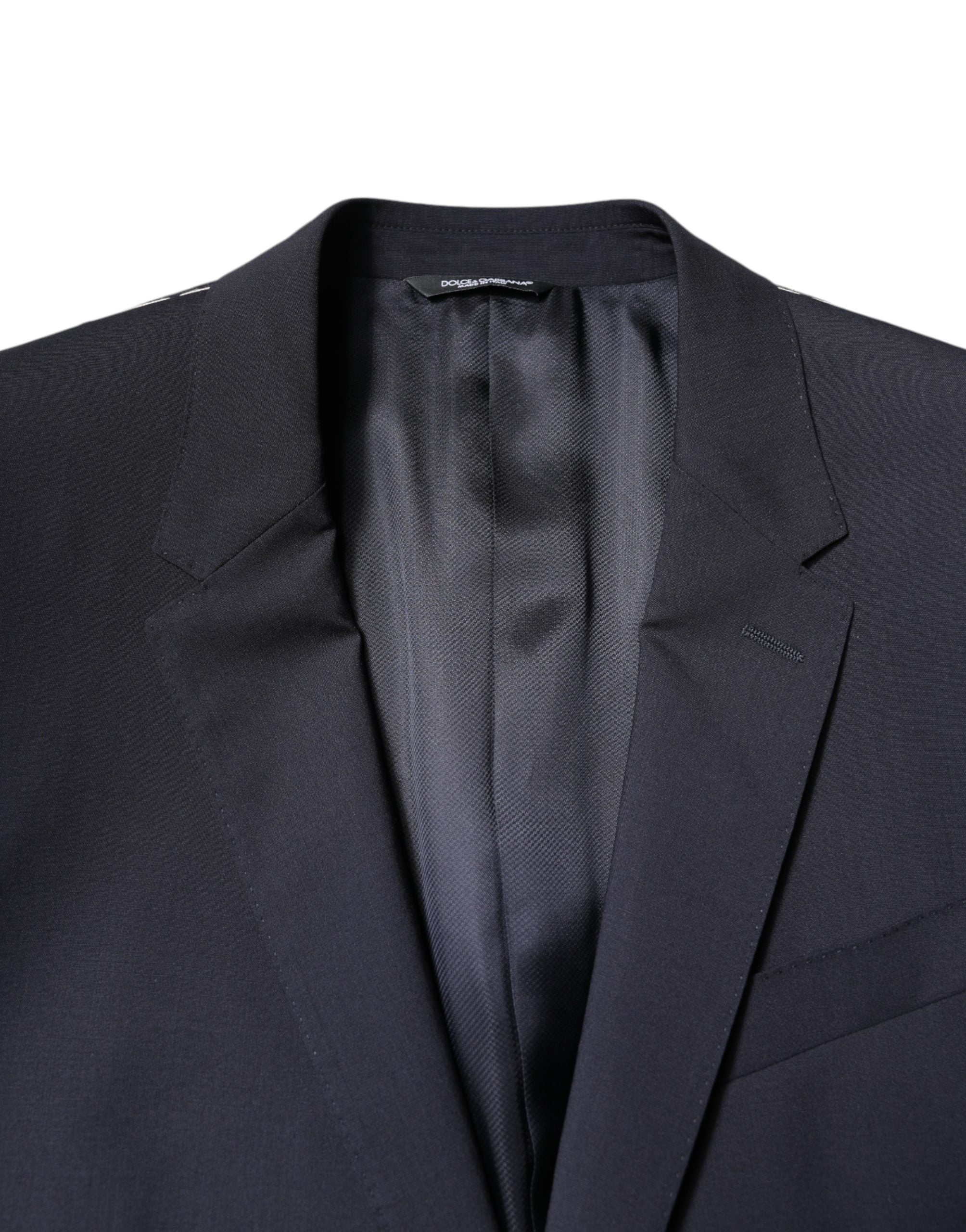 Veste blazer Dolce & Gabbana Martini en laine bleue foncée, à simple boutonnage, élégante et sophistiquée.