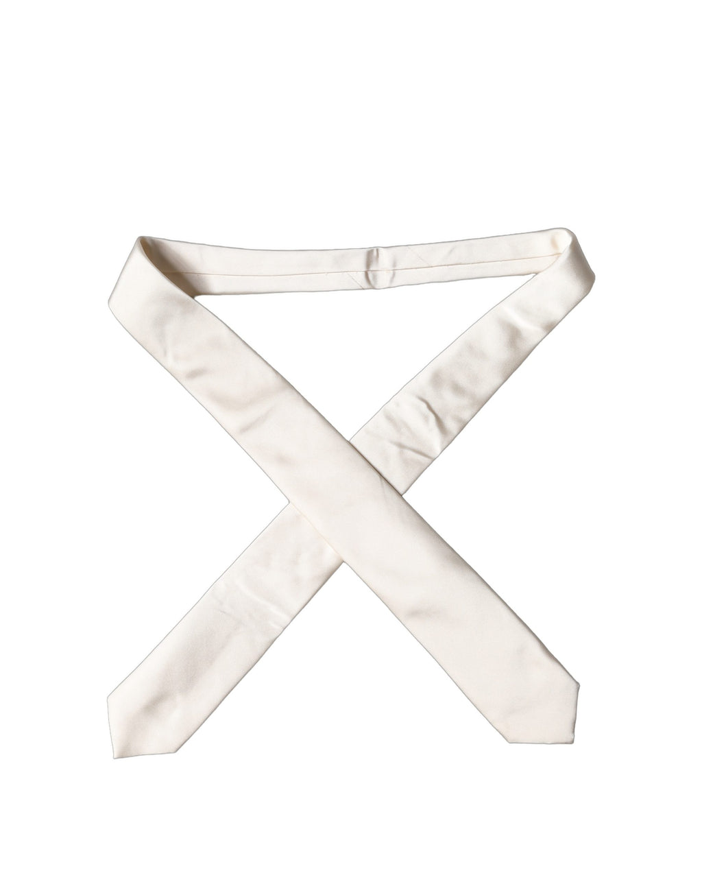 Dolce & Gabbana Off White Satin Silk Adjustable Women Tied Necktie Tie