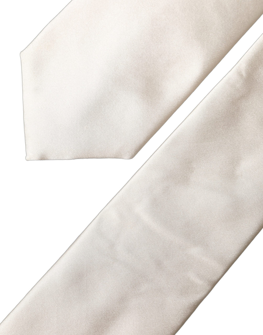Dolce & Gabbana Off White Satin Silk Adjustable Women Tied Necktie Tie