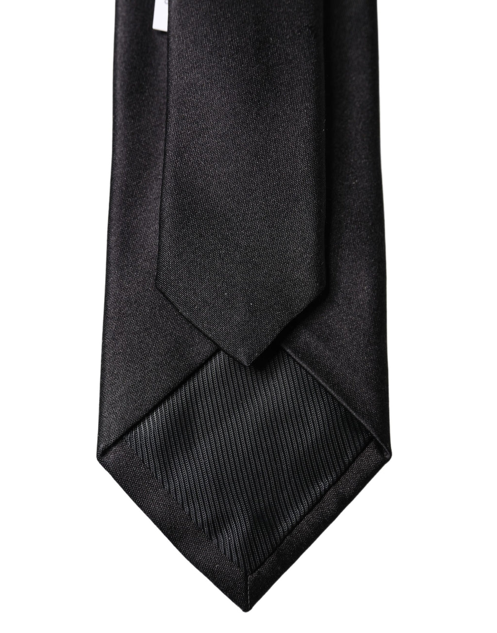 Dolce & Gabbana Black Solid Silk Satin Wide Adjustable Men Necktie Tie