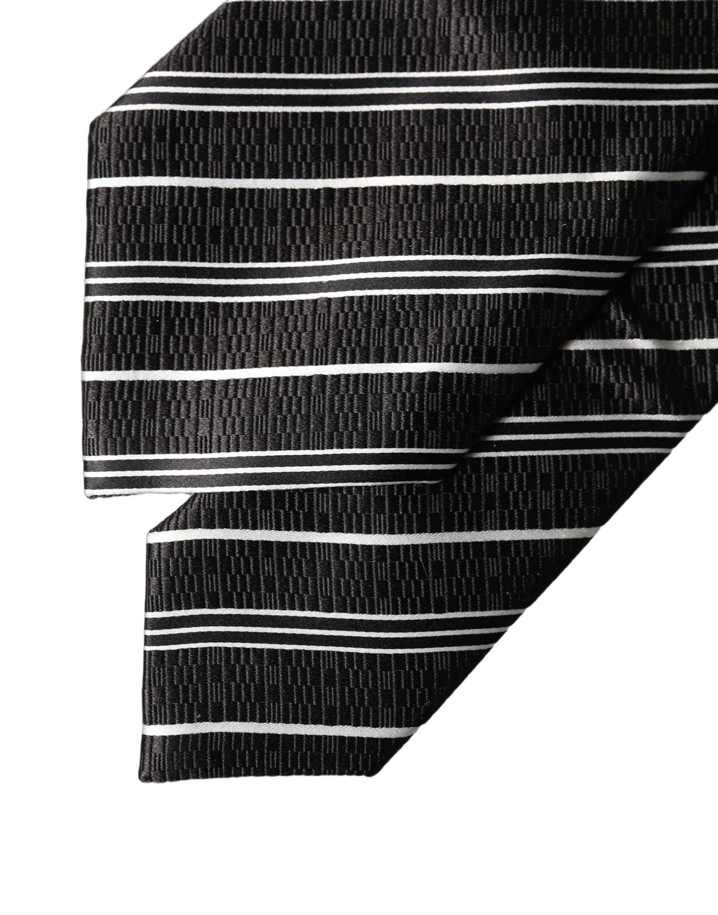 Dolce & Gabbana Dark Gray White Stripes Silk Adjustable Women Necktie Tie