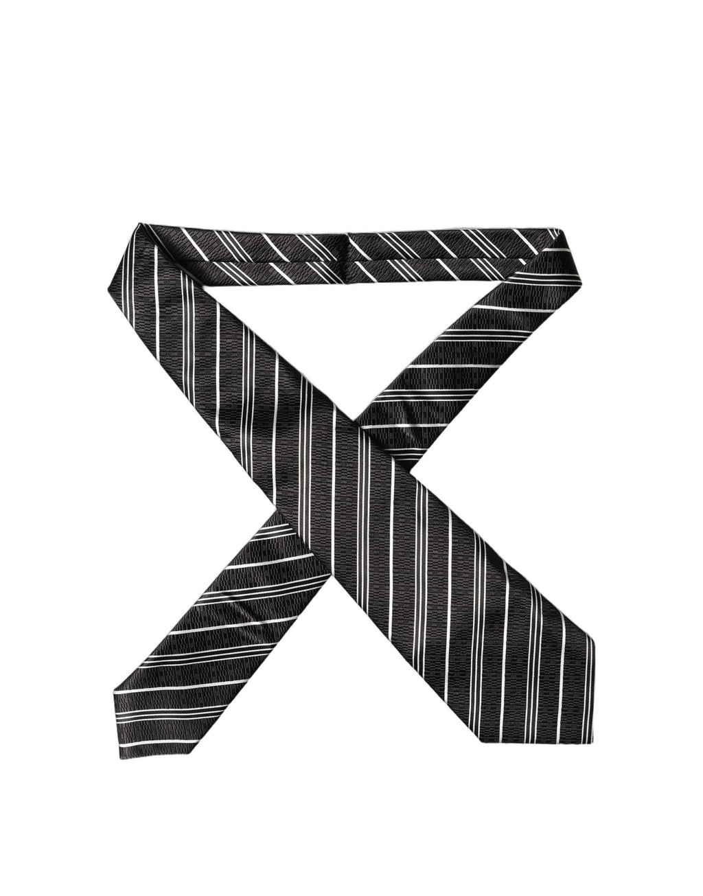 Dolce & Gabbana Dark Gray White Stripes Silk Adjustable Women Necktie Tie