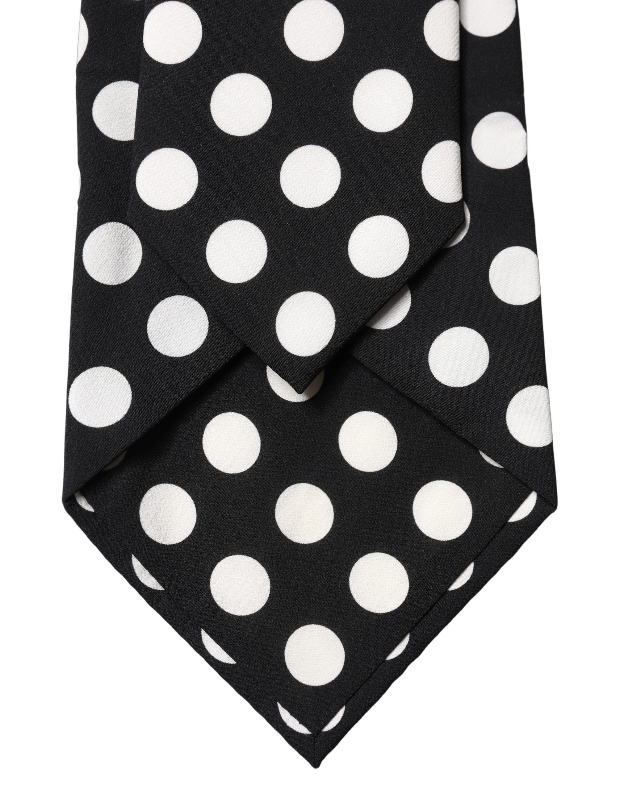 Dolce & Gabbana Dark Gray White Polka Dot Silk Adjustable Women Necktie Tie