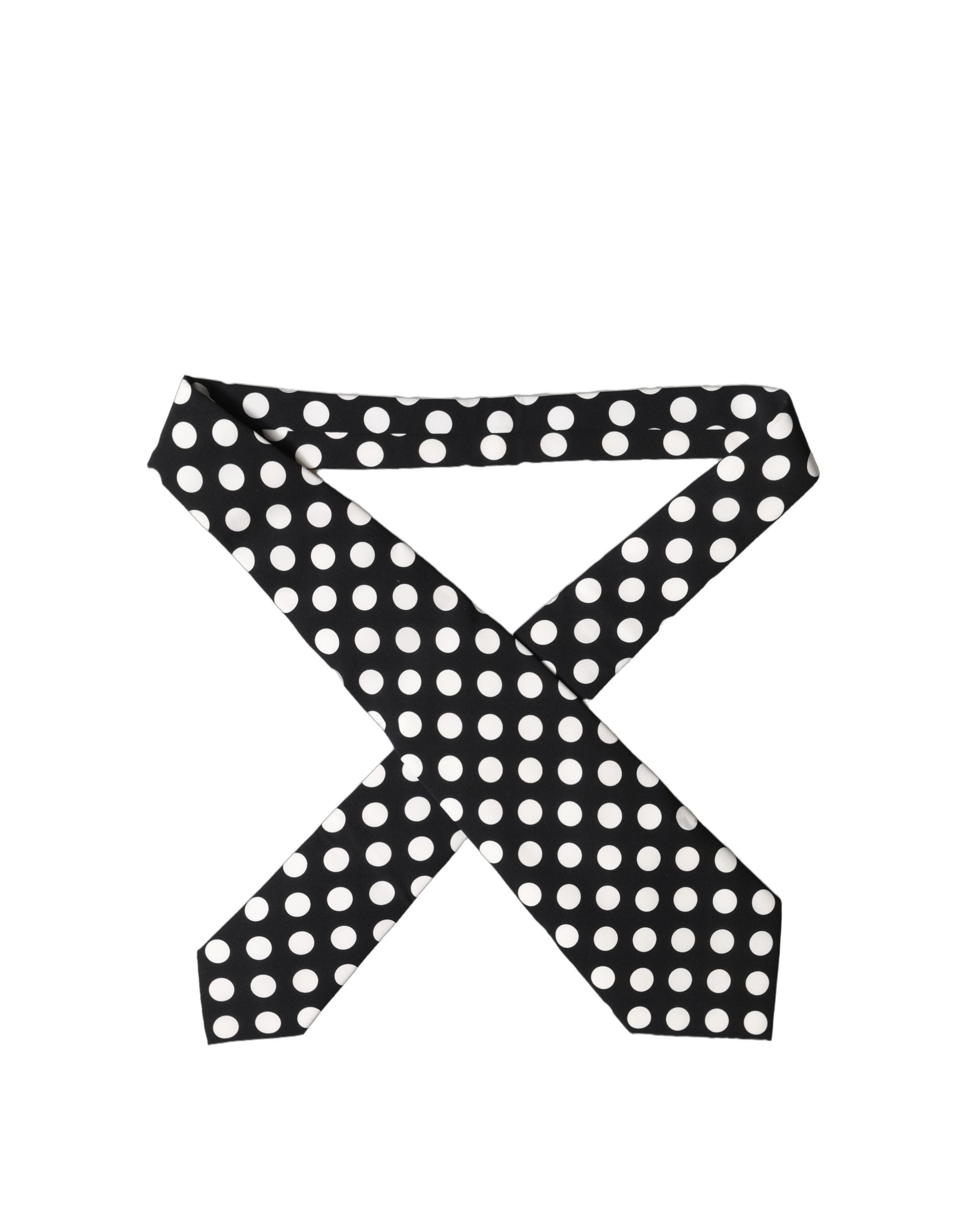 Dolce & Gabbana Dark Gray White Polka Dot Silk Adjustable Women Necktie Tie