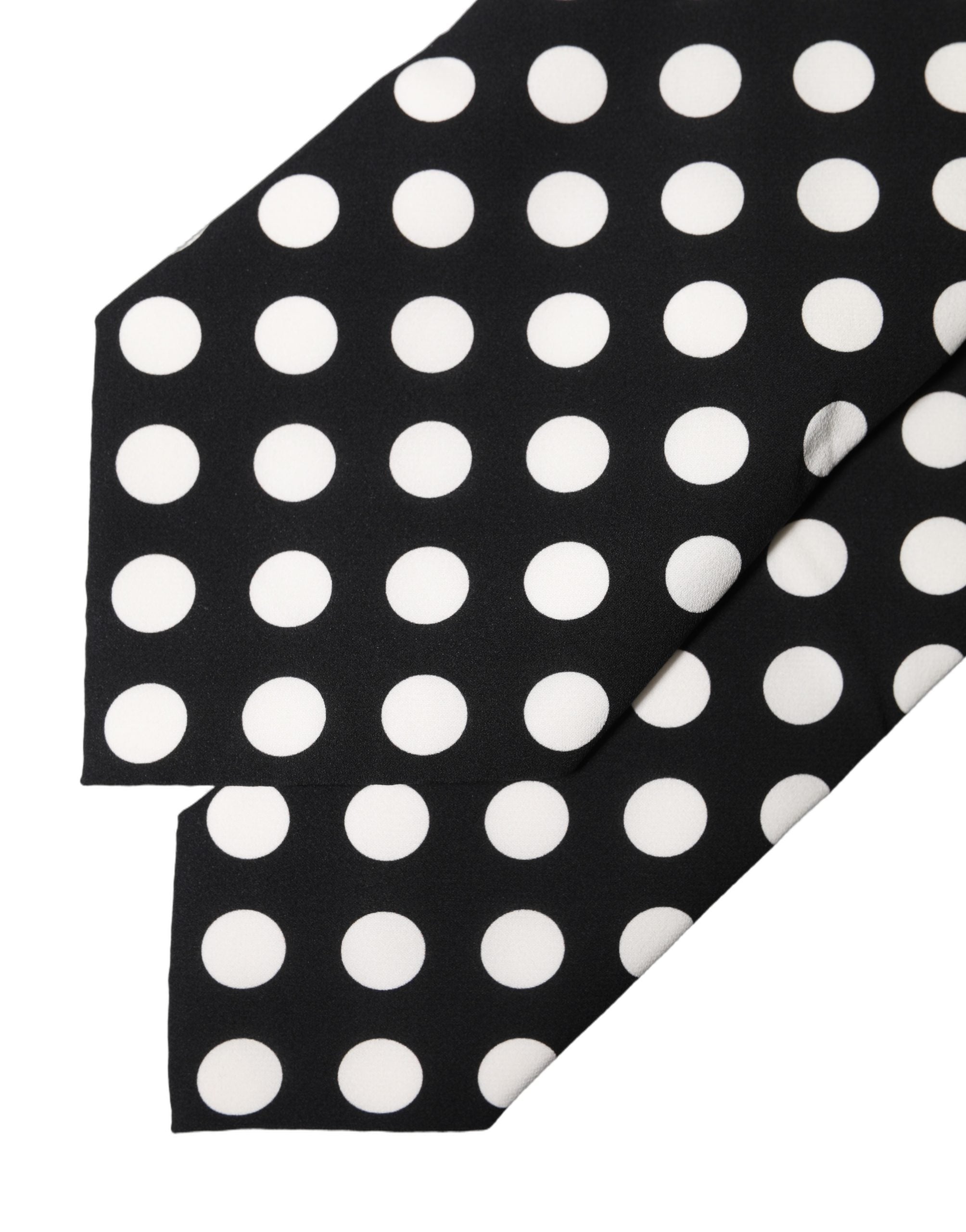 Dolce & Gabbana Dark Gray White Polka Dot Silk Adjustable Women Necktie Tie