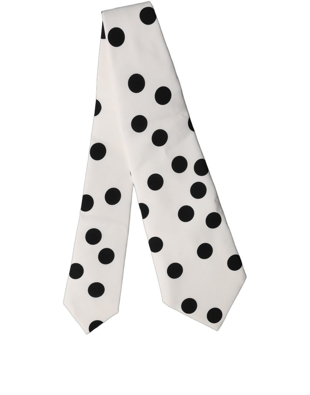 Dolce & Gabbana White Black Polka Dot Silk Adjustable Women Necktie Tie