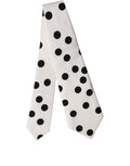 Dolce & Gabbana White Black Polka Dot Silk Adjustable Women Necktie Tie